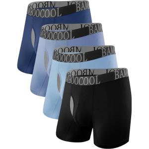 imageBAMBOO COOL BreezeBoo Mens Ultra Breathable Underwear Mesh Boxer Briefs with Lightwight WasitbandNo Ride UpMultipack04blackLight BlueNavy BlueSmokey Blue4 Pack