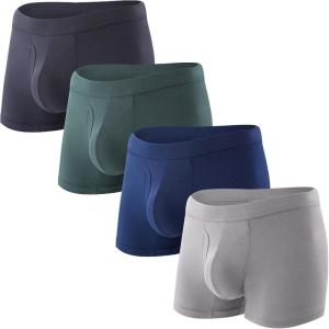 imageBAMBOO COOL Mens Underwear Trunks for Man Soft Waistband Openfly Support Briefs3 or 4 pack05blue  Gray  Graygreen  Light Gray