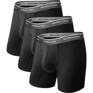 imageBAMBOO COOL Mens UltraSoft Breathable Boxer Briefs  Moisture Wicking Underwear  Comfort Fit Tagless05black3 Pack